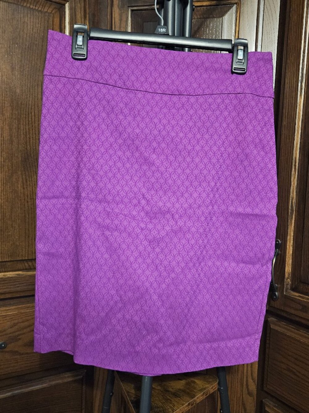 Margaret M Purple Geometric Stretch Pencil Skirt Size Medium